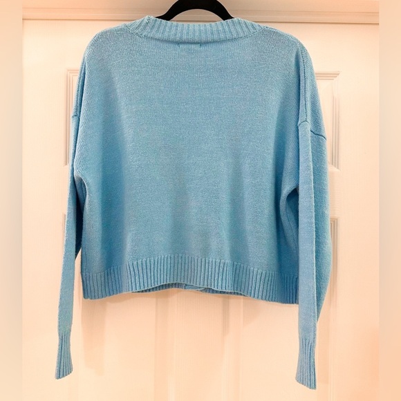 Wild Fable Slouchy Button-Front Cropped Cardigan Sweater Blue sz XS - Picture 7 of 8